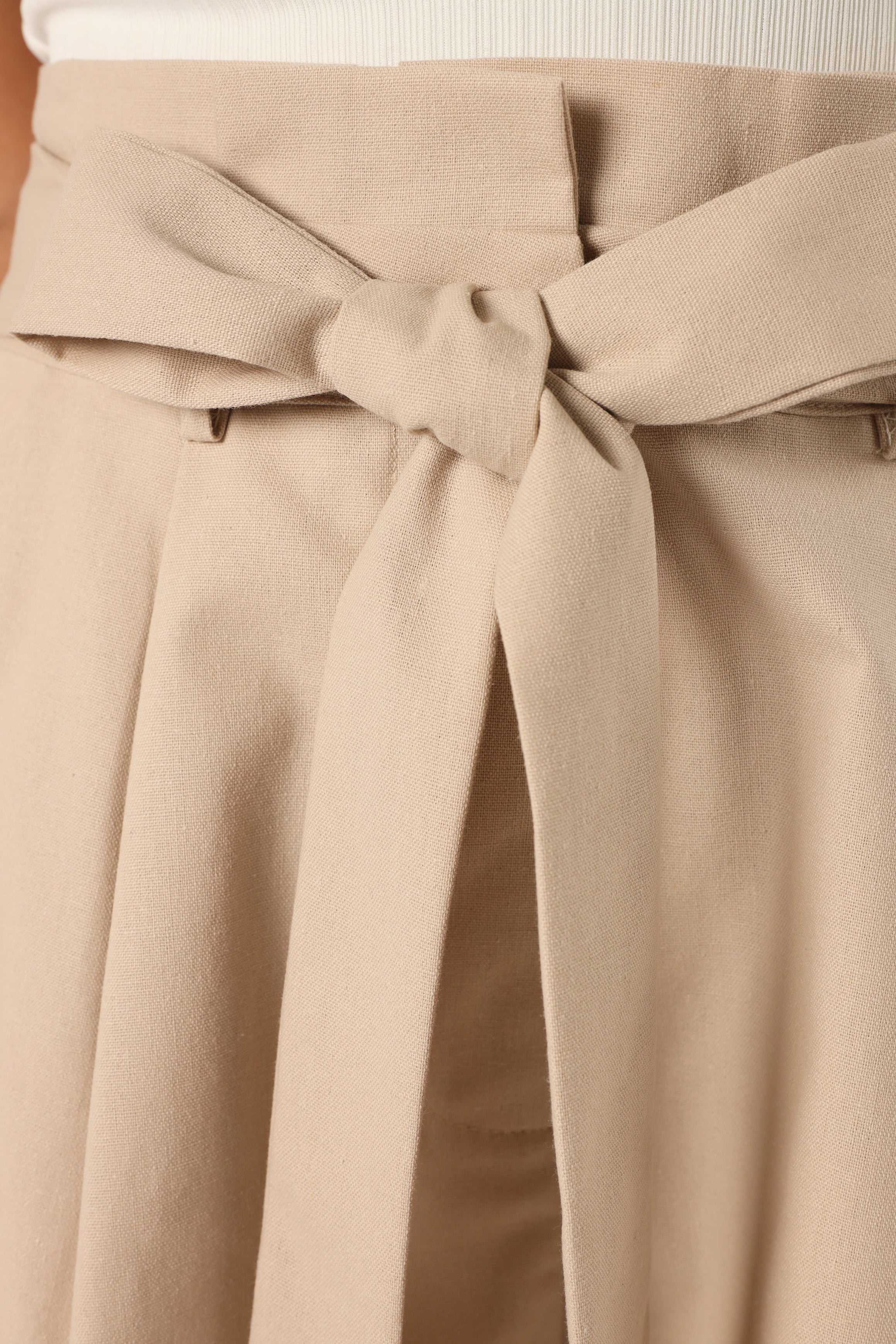 Maya High Waisted Paperbag Shorts - Beige