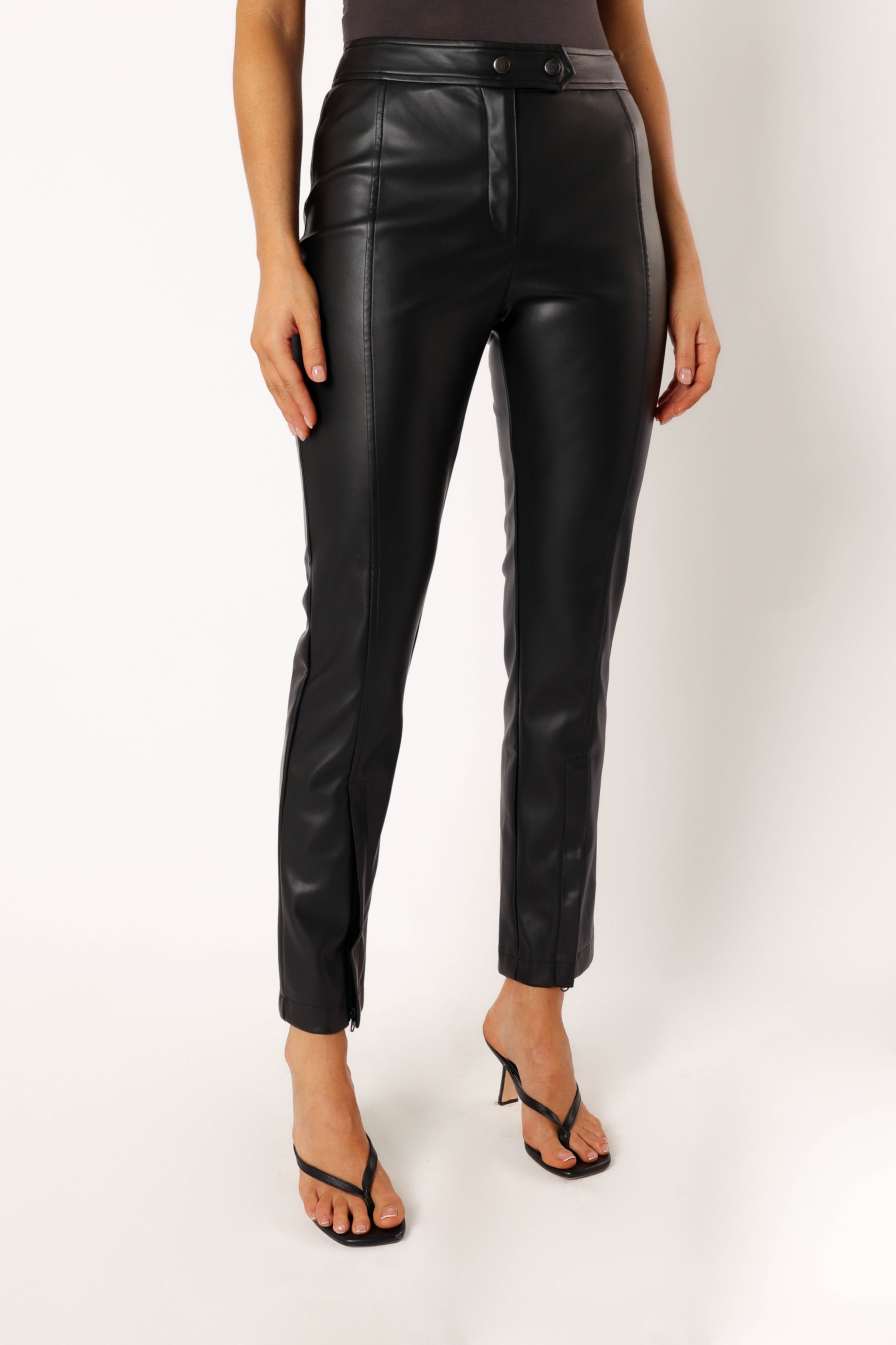 Roxy Vegan Leather Pants - Black