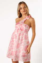 Calvin One Shoulder Mini Dress - Pink Floral
