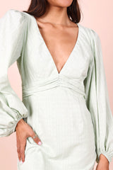 Emilina Long Sleeve Mini Dress - Sage
