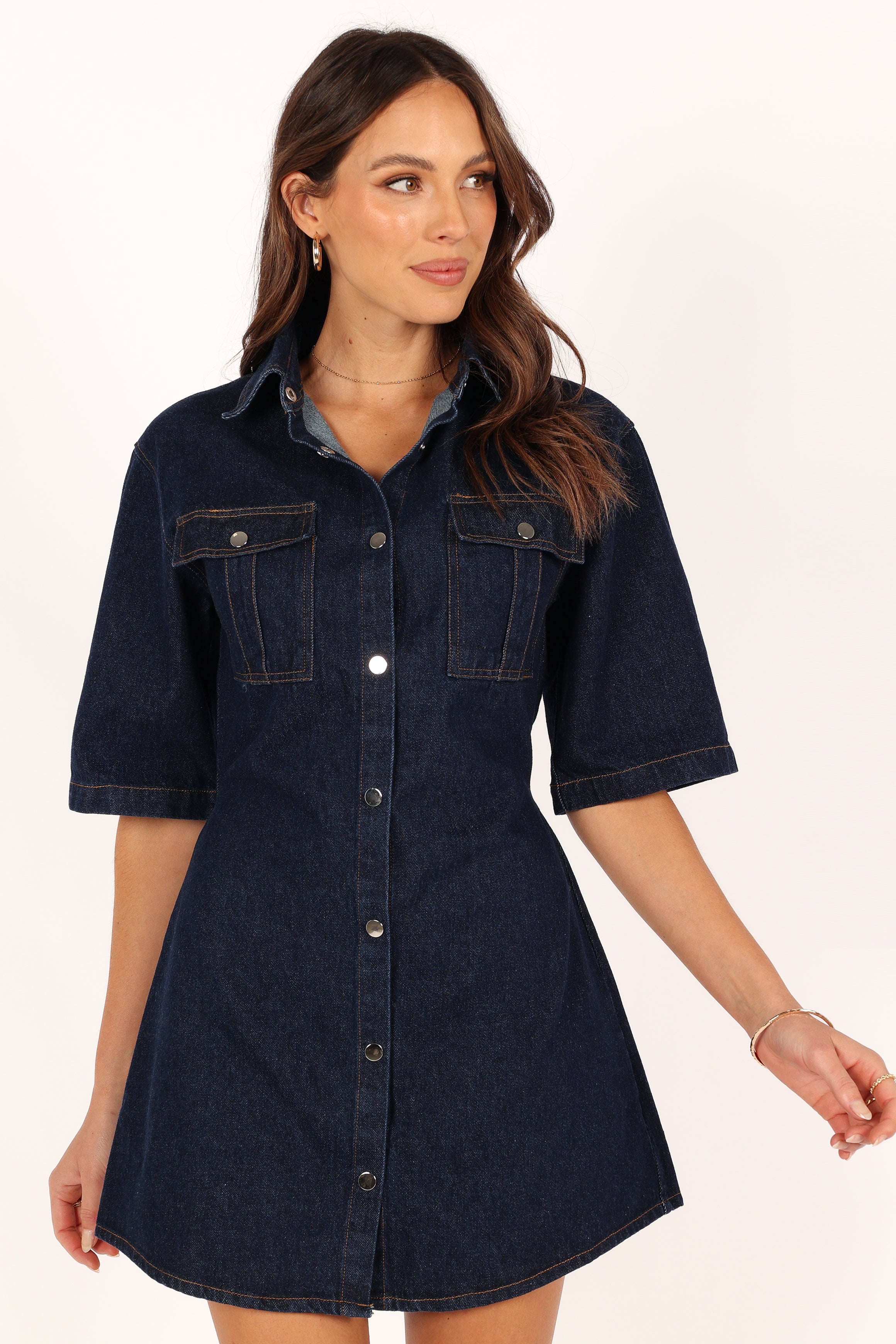 Hailey Denim Mini Dress - Dark Denim