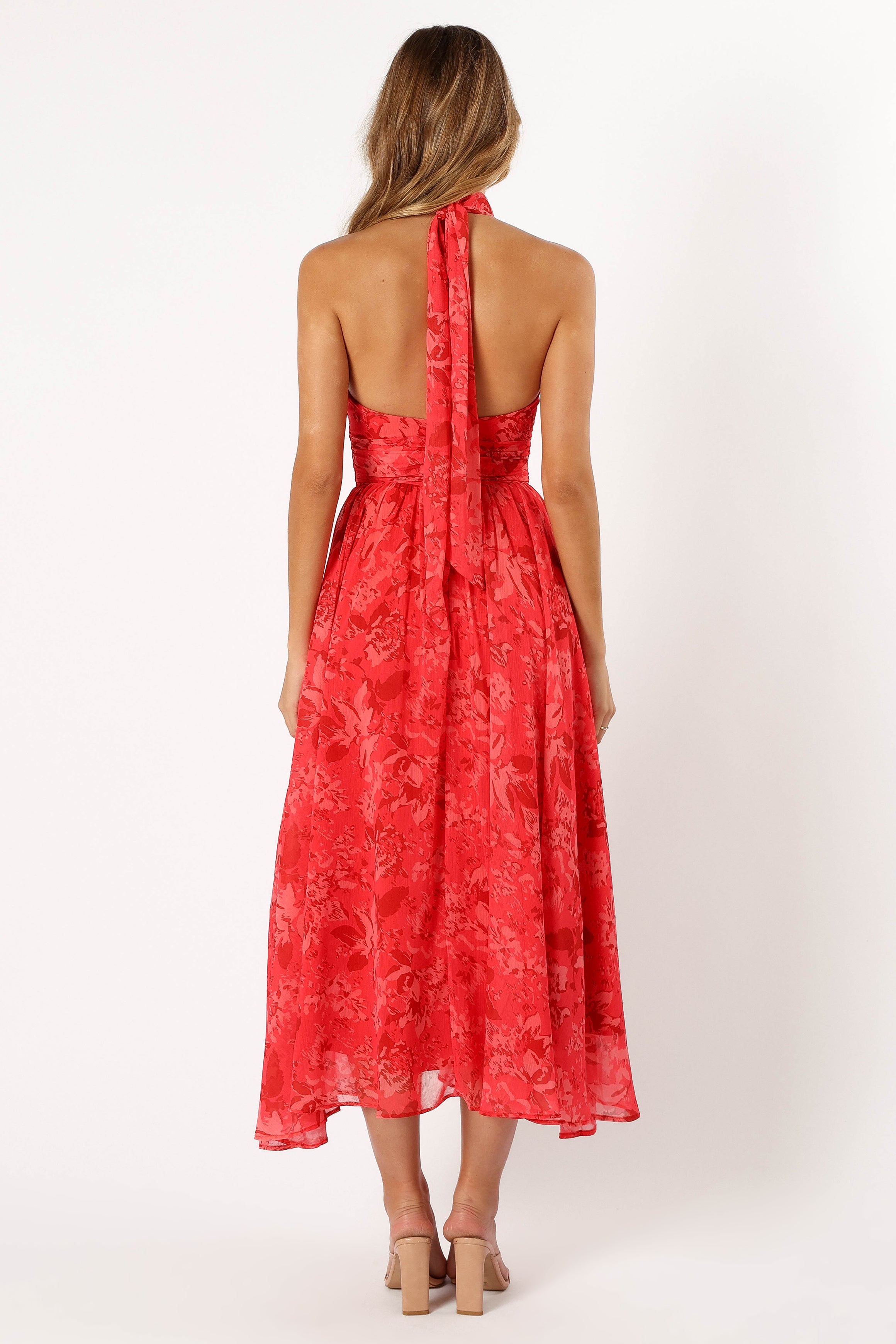 Primrose Halterneck Maxi Dress - Red Floral