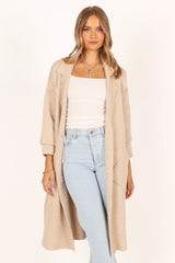 Ivy Button Front Coatigan - Oatmeal