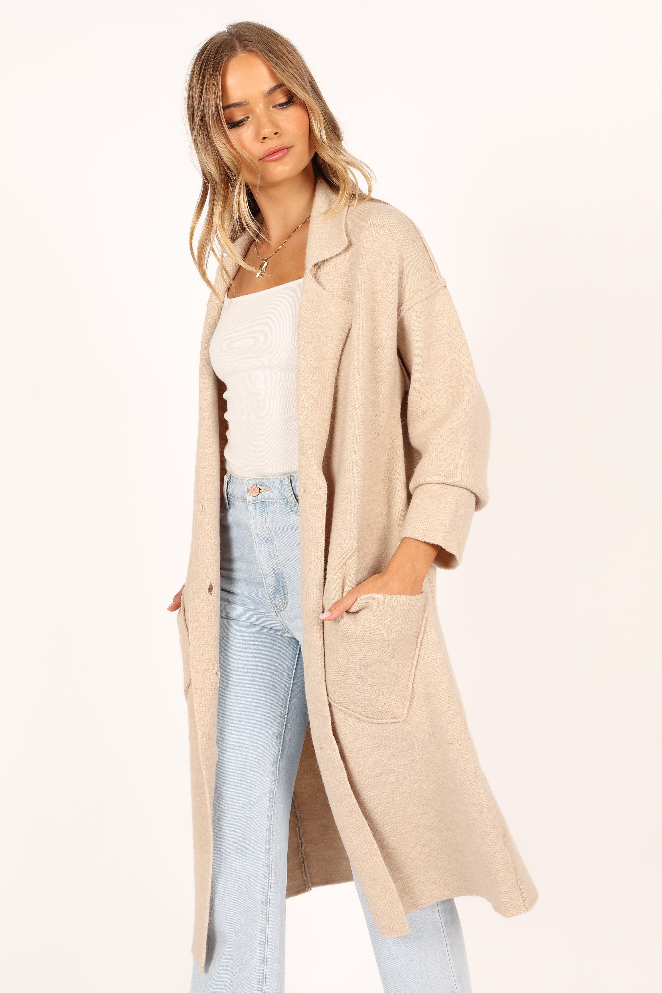 Ivy Button Front Coatigan - Oatmeal