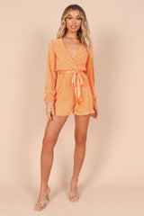 Minelli Pleated Romper - Orange